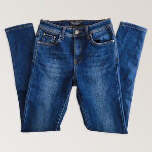 Blue FLEECE WARM Jeans, Cozy Winter Jeans, Straight Leg Denim Pants, Size 27